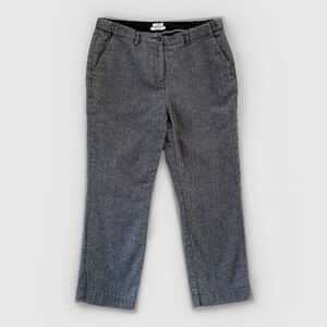 LL Bean Pants Women's 14 Petite Gray Herringbone Tweed Dress Lined Comfort Waist